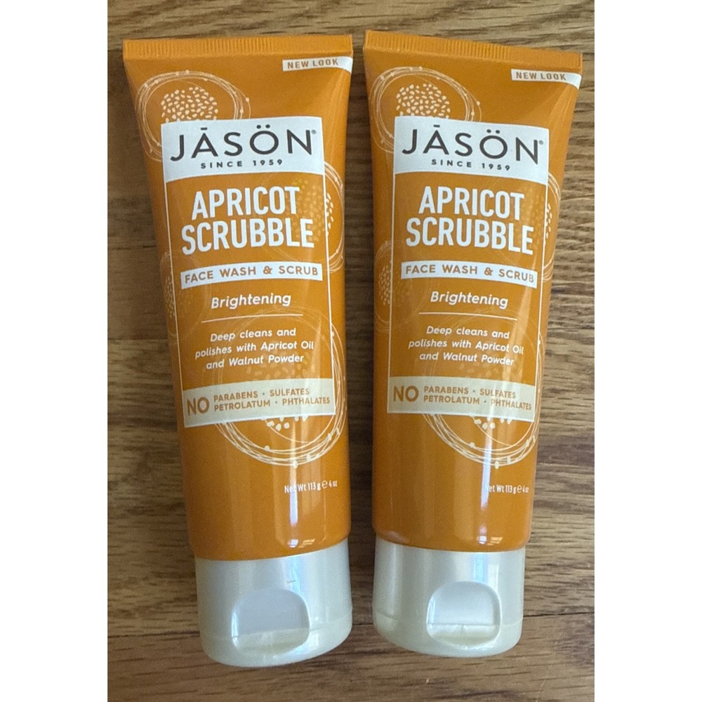 Jason Natural Brightening Apricot Scrubble Facial Wash & Scrub 4 oz Lot of 2